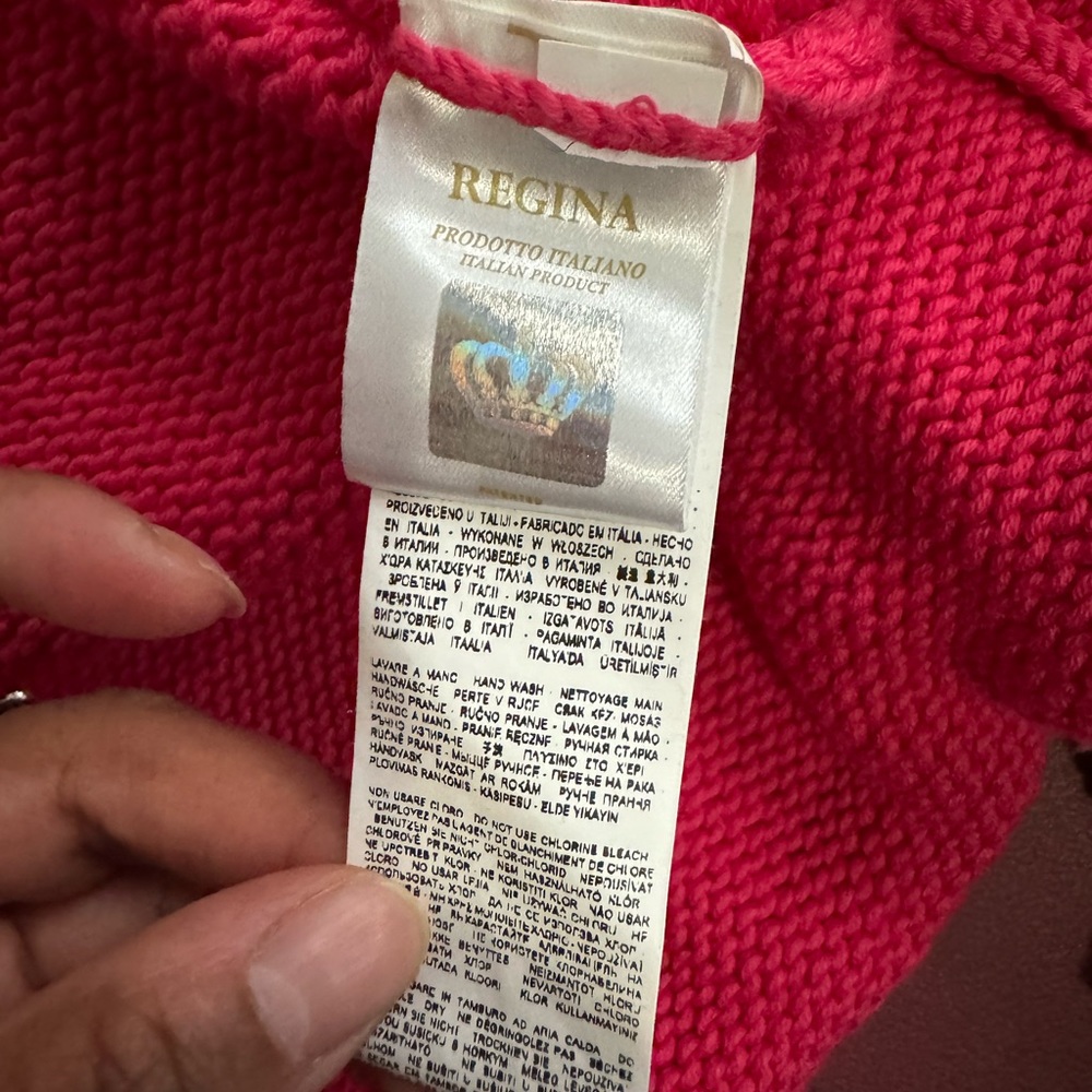 NWT New with Tags Regina SRL Angela Maffei Pink Poncho Cardigan 100% Cotton - Picture 3 of 5